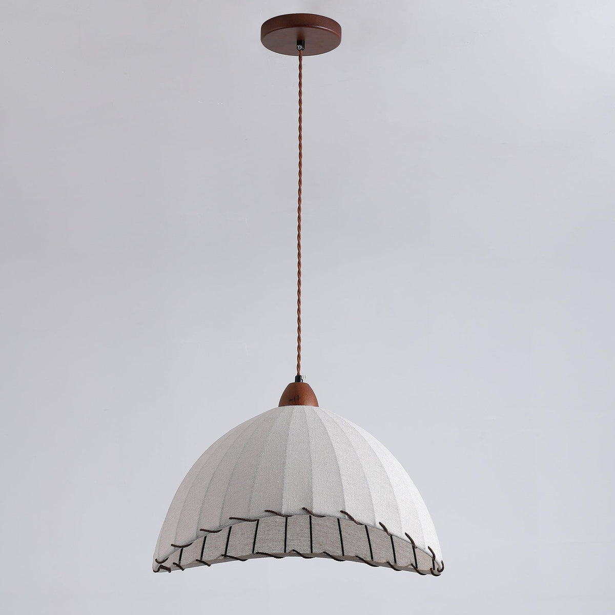 Stoffen koepelplafondlamp wit 14 inch geribbelde schulprand hanglamp voor eetkamer slaapkamer verstelbare hoogte vintage modern E26 fitting | Thomler