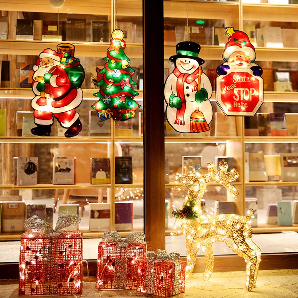 Battery-Operated LED Window Hanging Decoration – Holiday Silhouettes with Flash & Steady Modes