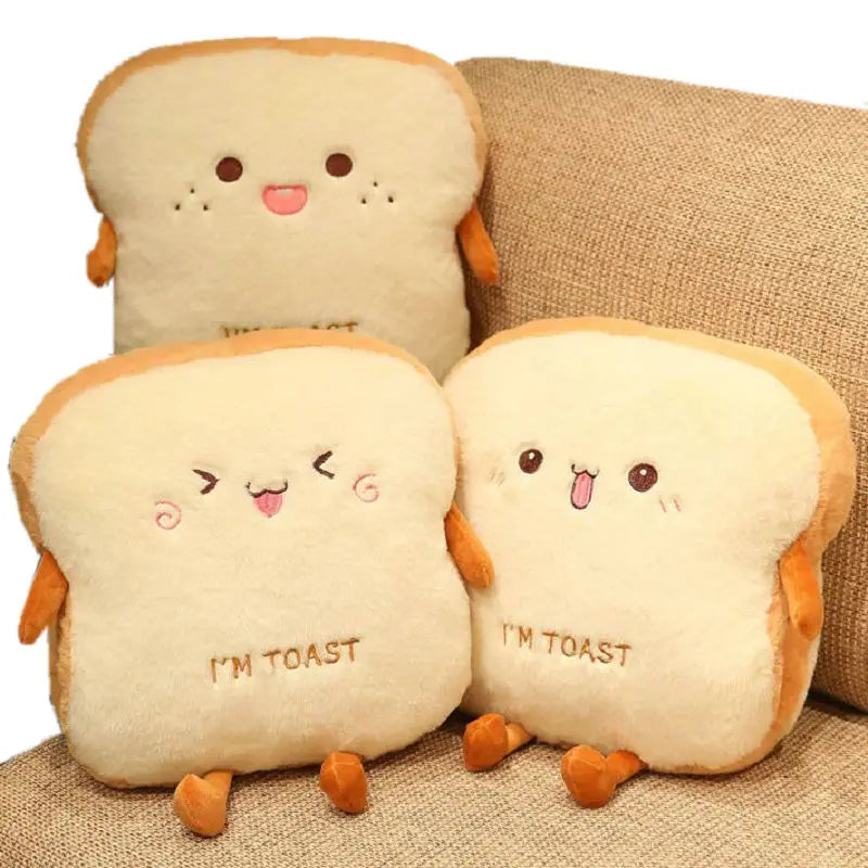 Soft Plush Toast Hand Warmer Pillow with Pocket – Cozy Stuffed Bread Cushion for Warmth & Comfort