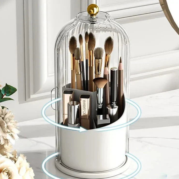 Spin-Top Makeup Storage Tower Clear 360° Holder 11 in Tall for Bathroom Vanity Countertop Beauty Products Lipstick Skincare Perfume Brush Or | Thomler