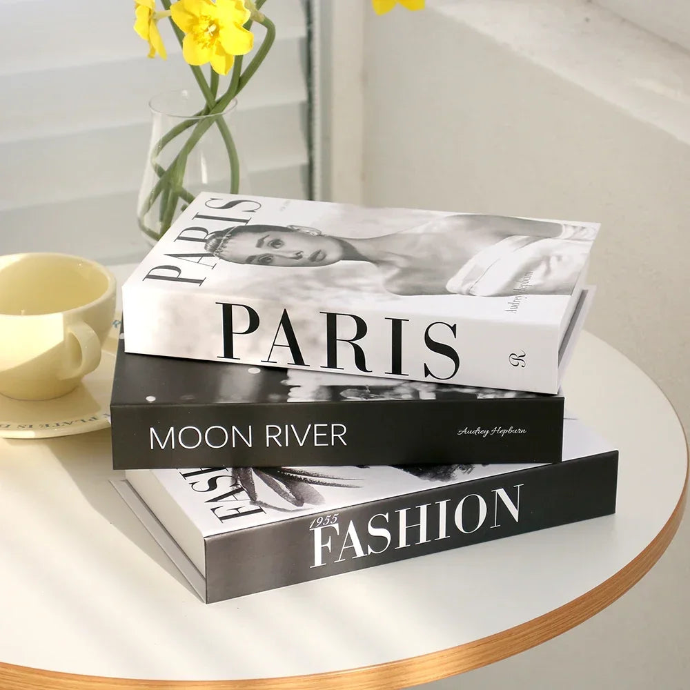 Hollow Cardboard Book Stack 3-Piece Display Set for Shelf Styling Coffee Table Accent Modern Home Interior Staging Props | Thomler