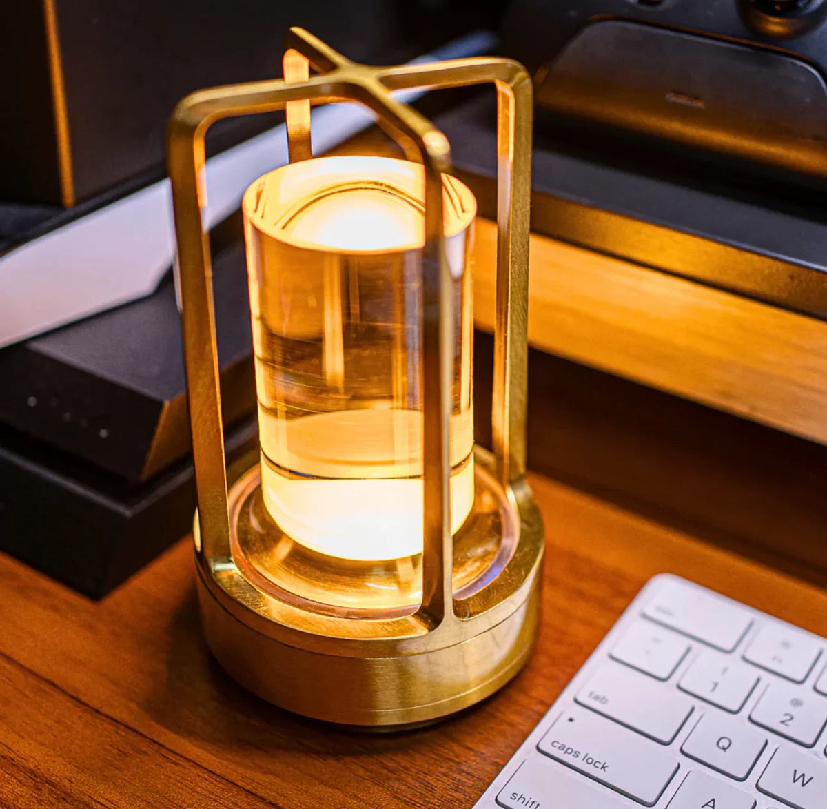 Rechargeable LED Accent Lamp 7-Inch Crystal-Style Cordless Design 3 Light Modes Portable Nightstand Bedroom Living Room Desk Decorative Ligh | Thomler