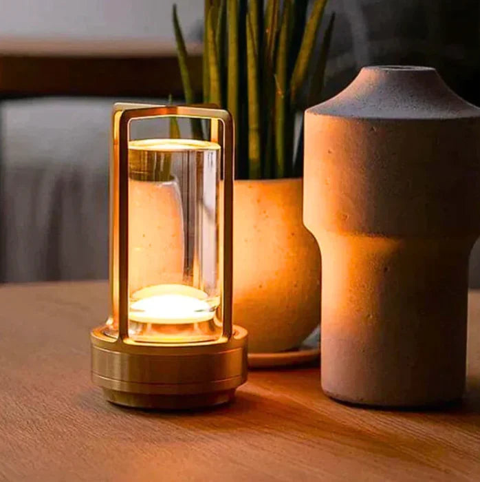 Rechargeable LED Accent Lamp 7-Inch Crystal-Style Cordless Design 3 Light Modes Portable Nightstand Bedroom Living Room Desk Decorative Ligh | Thomler