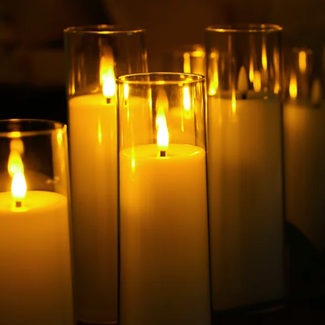 Battery-Operated LED Pillar Candles with Remote Control and Timer - 9-Piece Decorative Light Set for Living Room, Bedroom, and Dining Table | Thomler