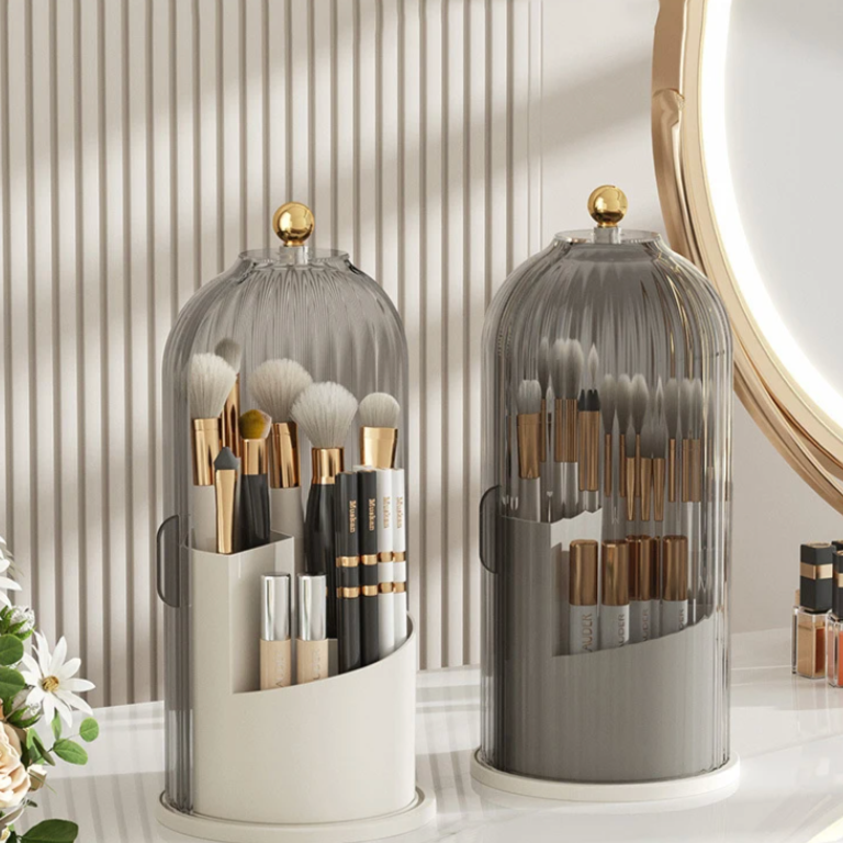 Spin-Top Makeup Storage Tower Clear 360° Holder 11 in Tall for Bathroom Vanity Countertop Beauty Products Lipstick Skincare Perfume Brush Or | Thomler
