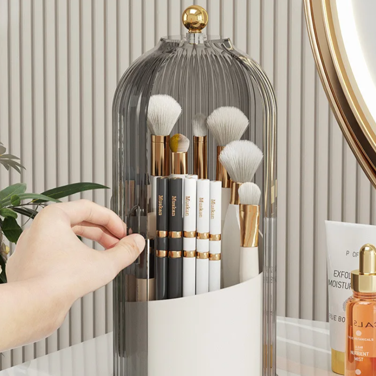 Spin-Top Makeup Storage Tower Clear 360° Holder 11 in Tall for Bathroom Vanity Countertop Beauty Products Lipstick Skincare Perfume Brush Or | Thomler