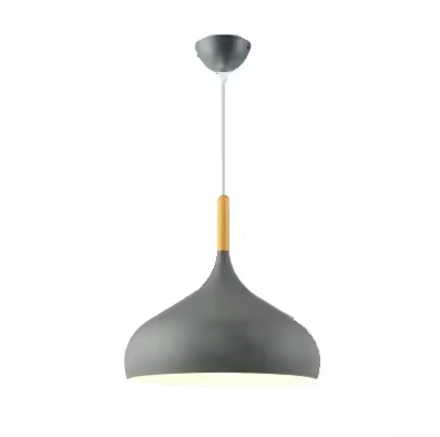 E27 Dome Pendant Fixture with Wood Trim – Adjustable Height Hanging Light for Kitchen Island, Dining Table, Bedroom – Minimalist Nordic-Insp | Thomler