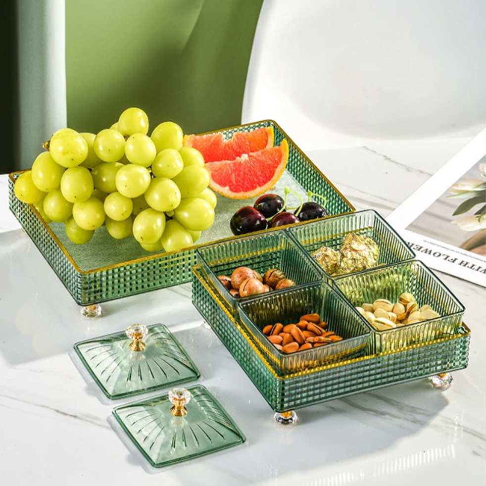 Rotating Serving Tray with Compartments for Appetizers Candy Nuts Dry Fruit Entertaining Parties Hosting Guests Kitchen Organization Table C | Thomler
