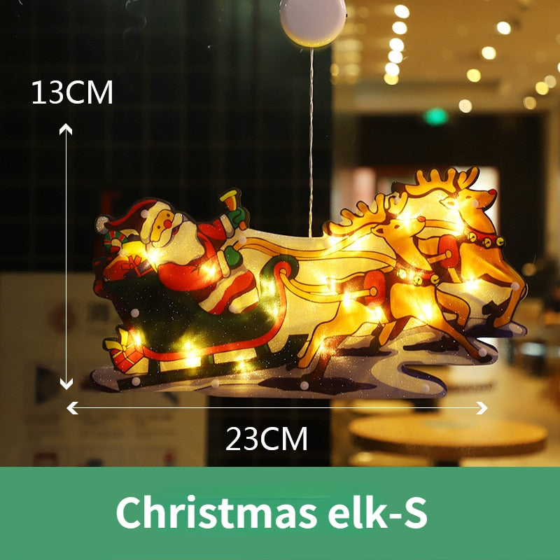 Battery-Operated LED Window Hanging Decoration – Holiday Silhouettes with Flash & Steady Modes