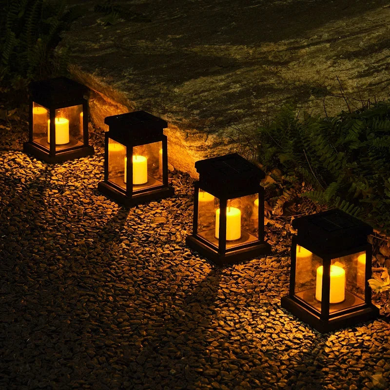 Solar Hanging Candle Lantern Waterproof Outdoor LED Garden Light for Patio Yard Pathway Deck Weatherproof Dusk to Dawn Sensor Black 5 Inch | Thomler