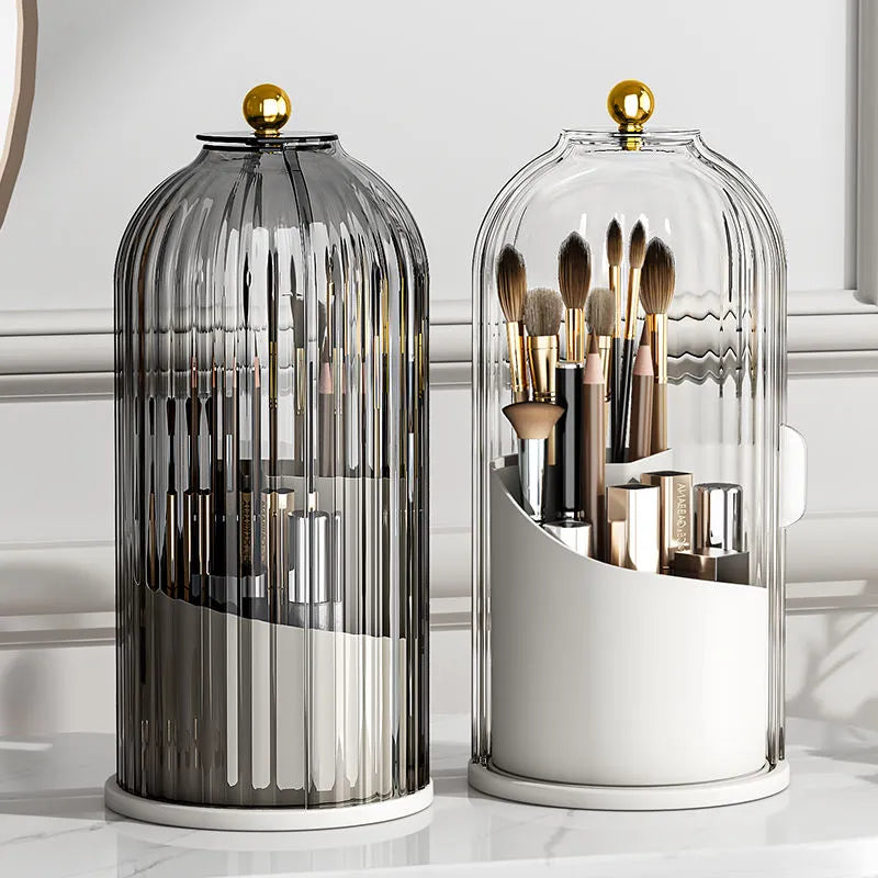 Spin-Top Makeup Storage Tower Clear 360° Holder 11 in Tall for Bathroom Vanity Countertop Beauty Products Lipstick Skincare Perfume Brush Or | Thomler
