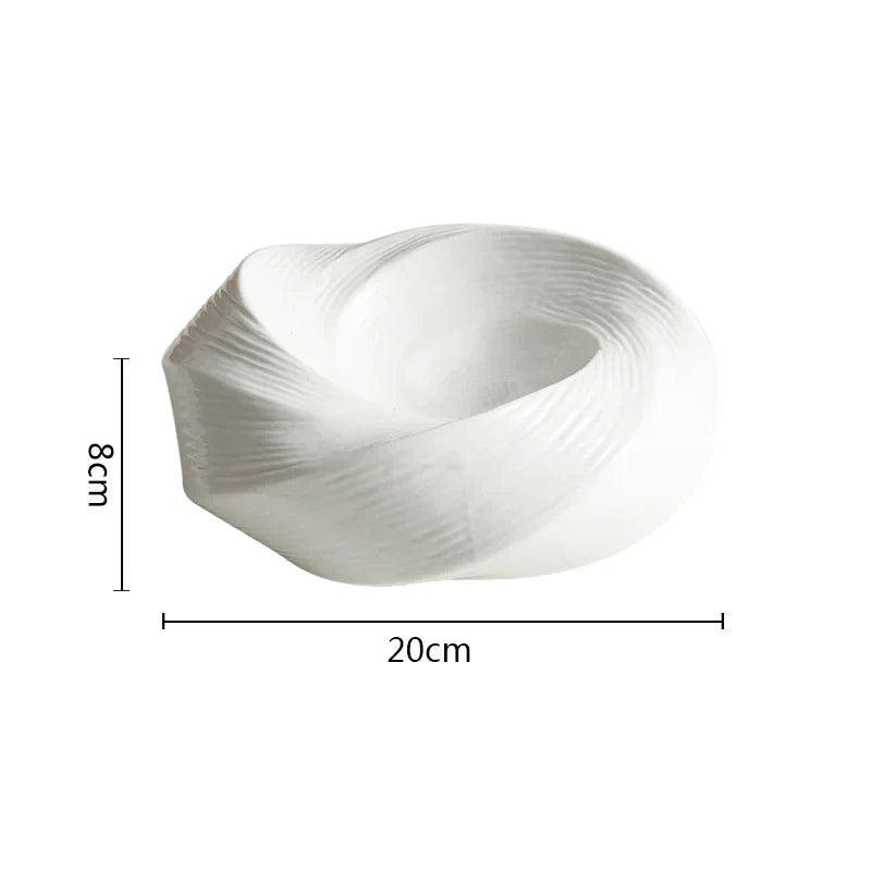 Spiral Ceramic Serving Bowl for Salad Soup Pasta Noodles Kitchen Dining Table Porcelain Dishwasher Safe 8 9 inch | Thomler