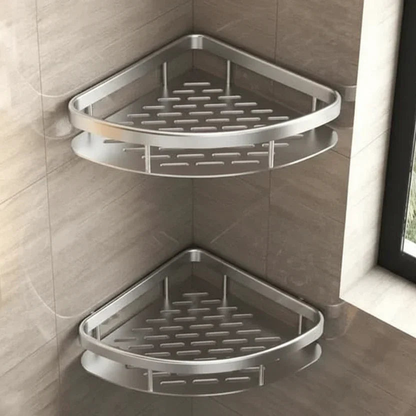 Wall Mount Adhesive Shower Caddy Corner Organizer – No-Drill Waterproof Storage Rack for Bathroom, Toilet & Sink – ABS & Steel in Black or S | Thomler