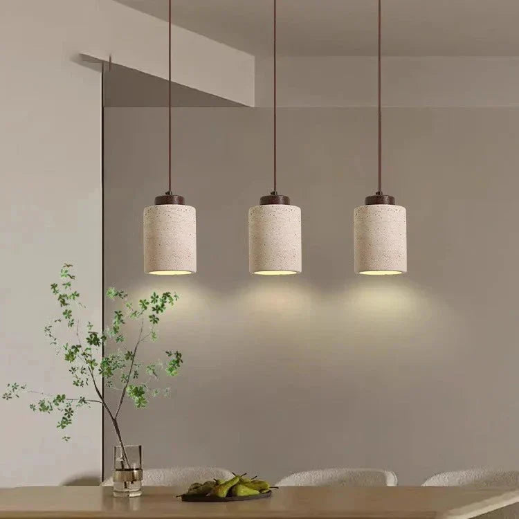 Natural Stone Hanging Lamp 6.5 Inch Travertine Shade Soft Warm Glow Overhead Fixture Bedroom Bedside Accent Nordic Minimalist Design | Thomler