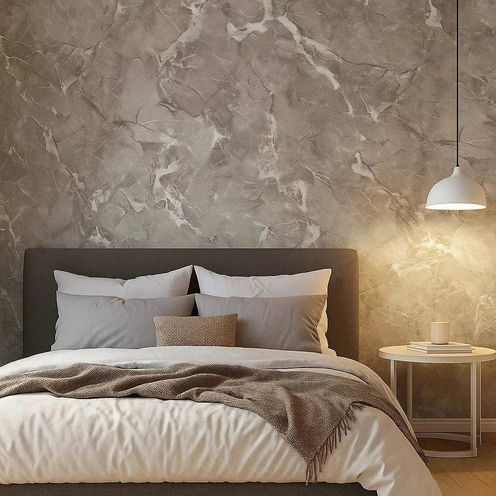 Self-Adhesive Vinyl Film Gray Marble Look Peel and Stick Wallpaper Contact Paper for Kitchen Counter Cabinet Furniture 15.7 in × 118 in | Thomler