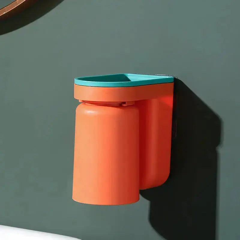 Stick-On Bathroom Caddy ABS Plastic 5 in Tall Cup & Paste Organizer Drip-Dry System 2-Pack for Vanity Countertop Clutter-Free Family Bath | Thomler