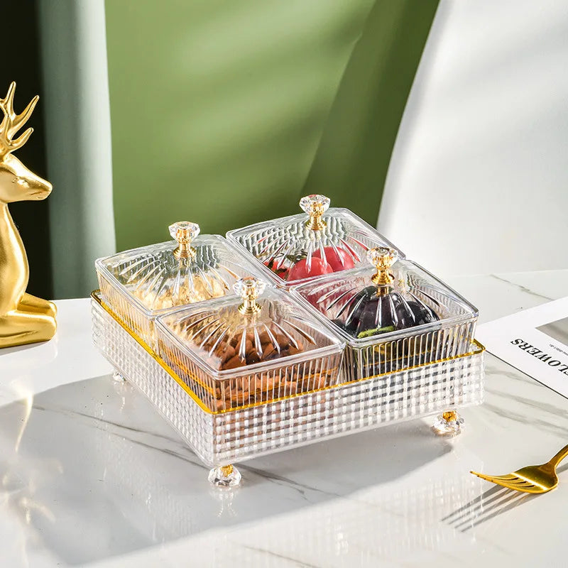 Rotating Serving Tray with Compartments for Appetizers Candy Nuts Dry Fruit Entertaining Parties Hosting Guests Kitchen Organization Table C | Thomler
