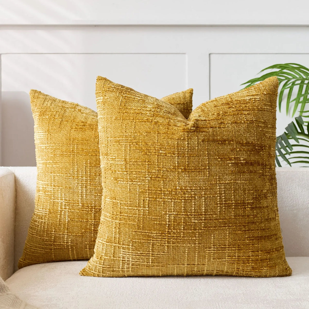 Plush Chenille Pillow Case 18 in Textured Bamboo Relief Pattern for Sofa Bed Living Room Bedroom Accent Home Décor Throw Cushion Slipcover | Thomler
