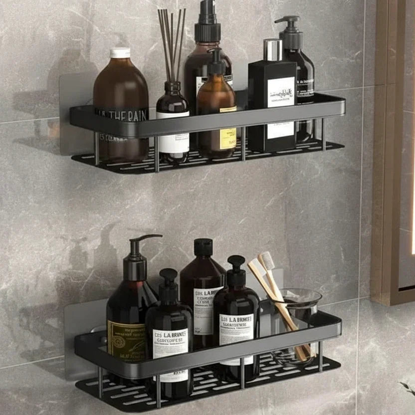Wall Mount Adhesive Shower Caddy Corner Organizer – No-Drill Waterproof Storage Rack for Bathroom, Toilet & Sink – ABS & Steel in Black or S | Thomler