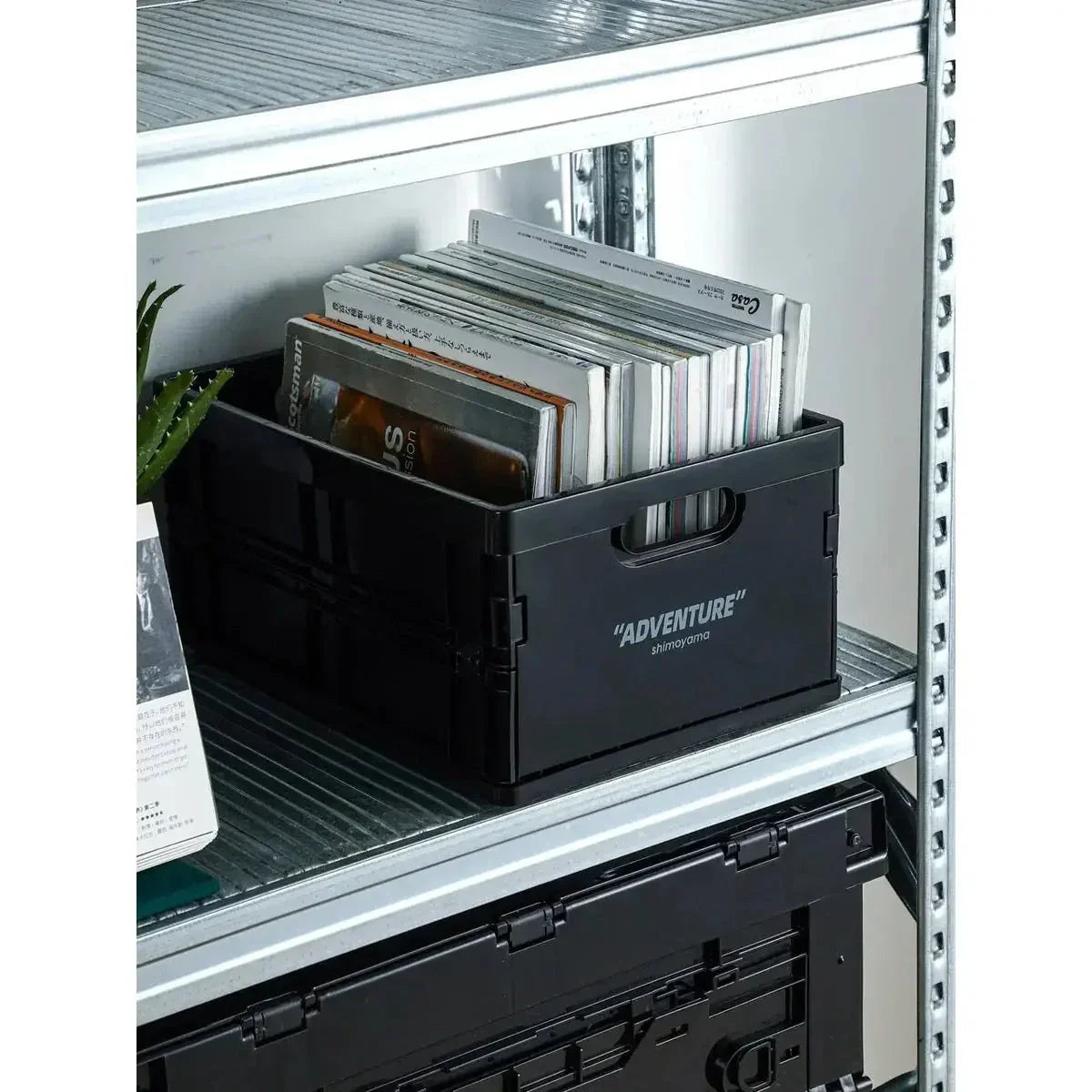 Collapsible Plastic Bin 14 x 10 x 7 Inches Gray Office File Holder Letter-Size Lightweight Desk Organizer Nestable Container for Home Worksp | Thomler