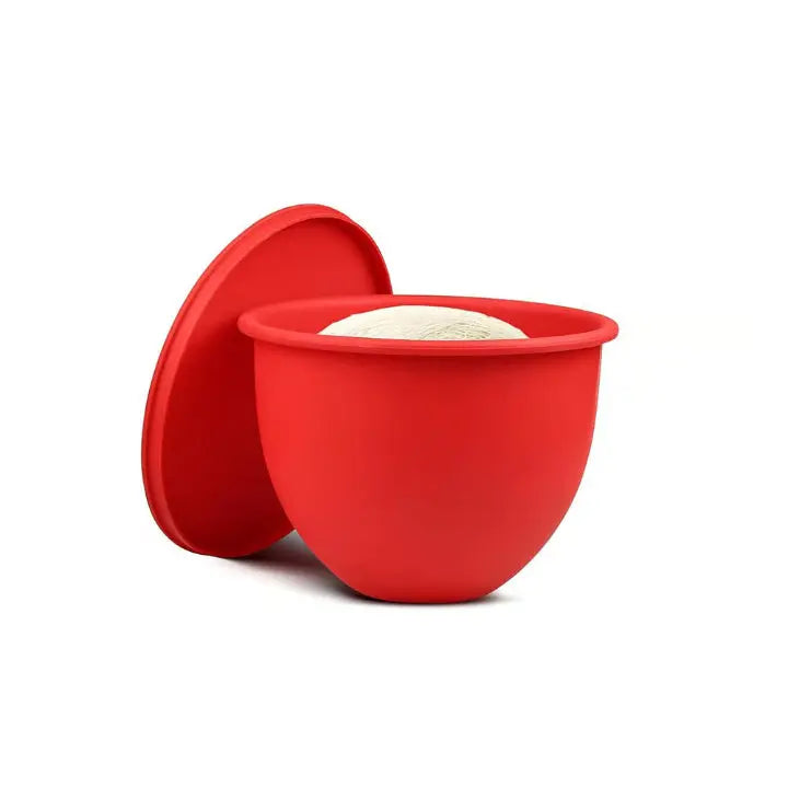 Flexible Bowl Liner for Bread Dough Mixing with Splash Guard and Lid 9.4 Inch Diameter Red Silicone Insert for Kneading Pastry Pizza Baking | Thomler