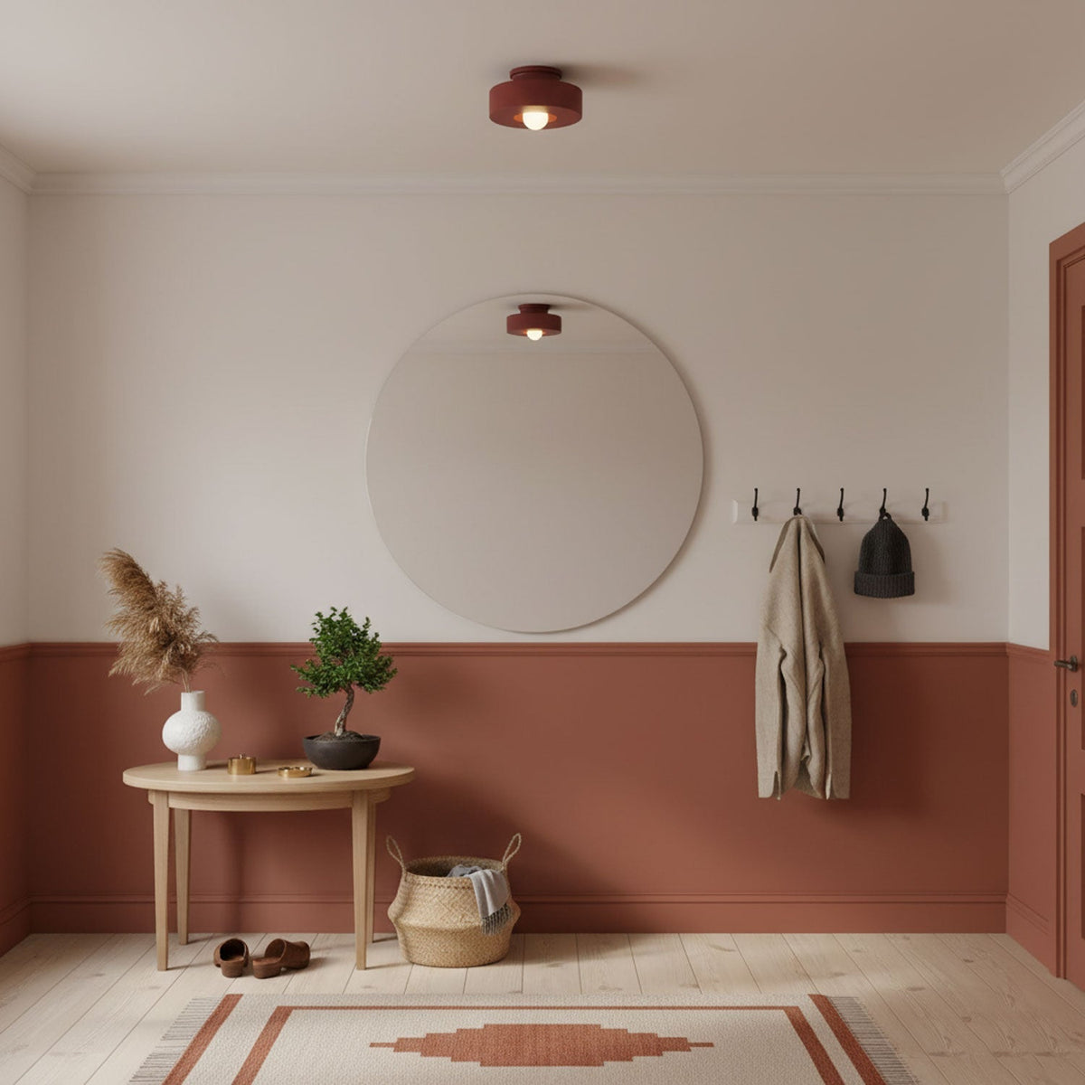 Lámpara de techo escultural de 12 pulgadas, diseño geométrico de polímero, casquillo E26 E27 para dormitorio, sala de estar y cocina en rojo, verde y negro | Thomler