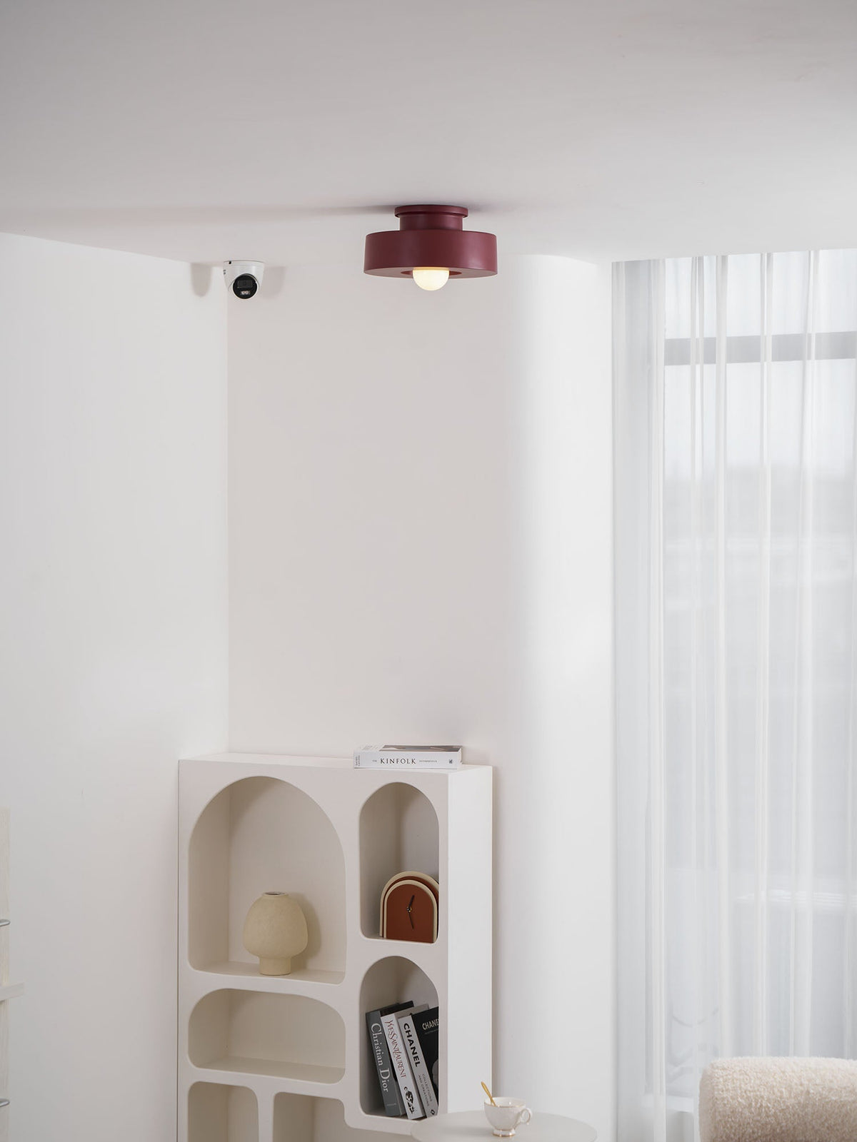 Lámpara de techo escultural de 12 pulgadas, diseño geométrico de polímero, casquillo E26 E27 para dormitorio, sala de estar y cocina en rojo, verde y negro | Thomler