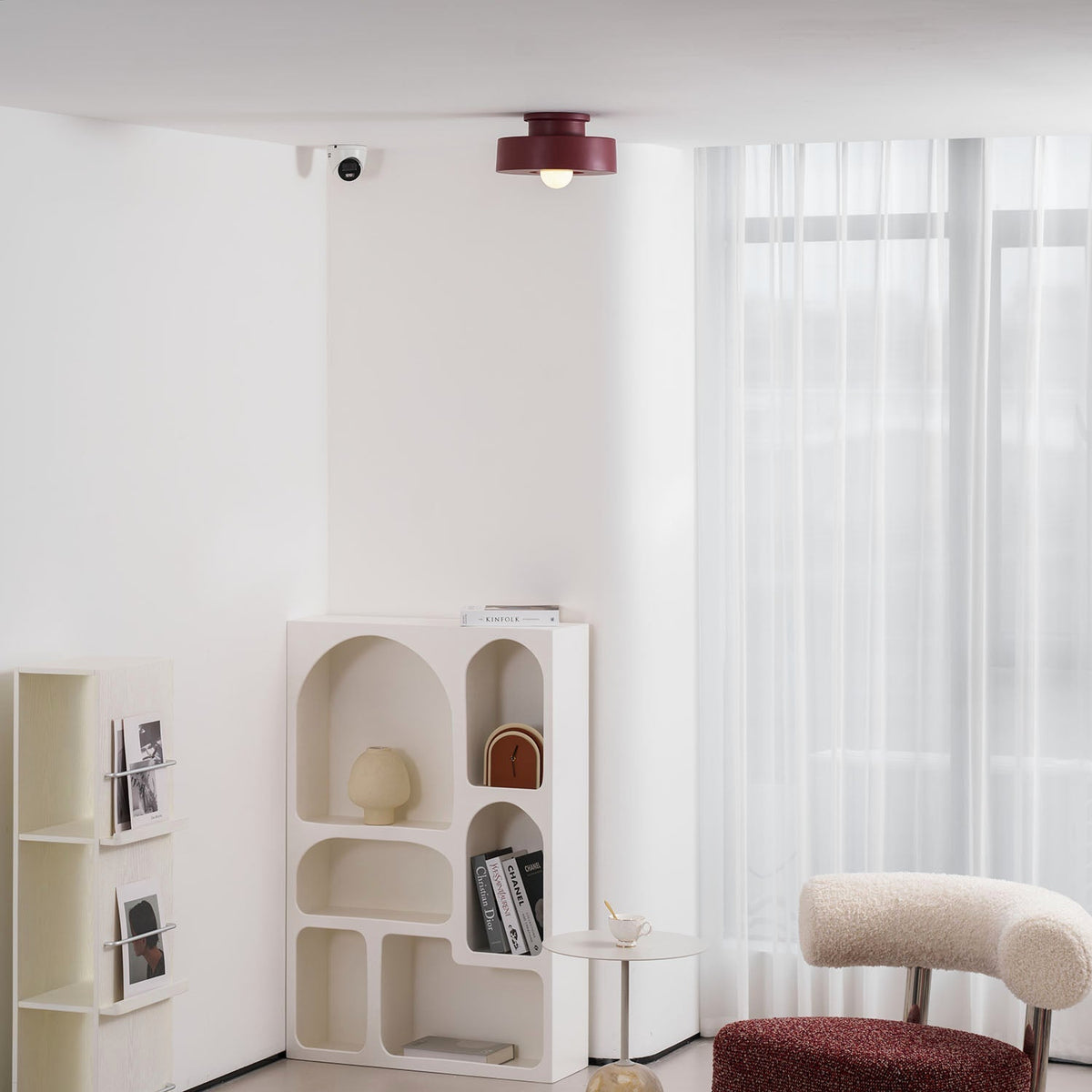 Lámpara de techo escultural de 12 pulgadas, diseño geométrico de polímero, casquillo E26 E27 para dormitorio, sala de estar y cocina en rojo, verde y negro | Thomler