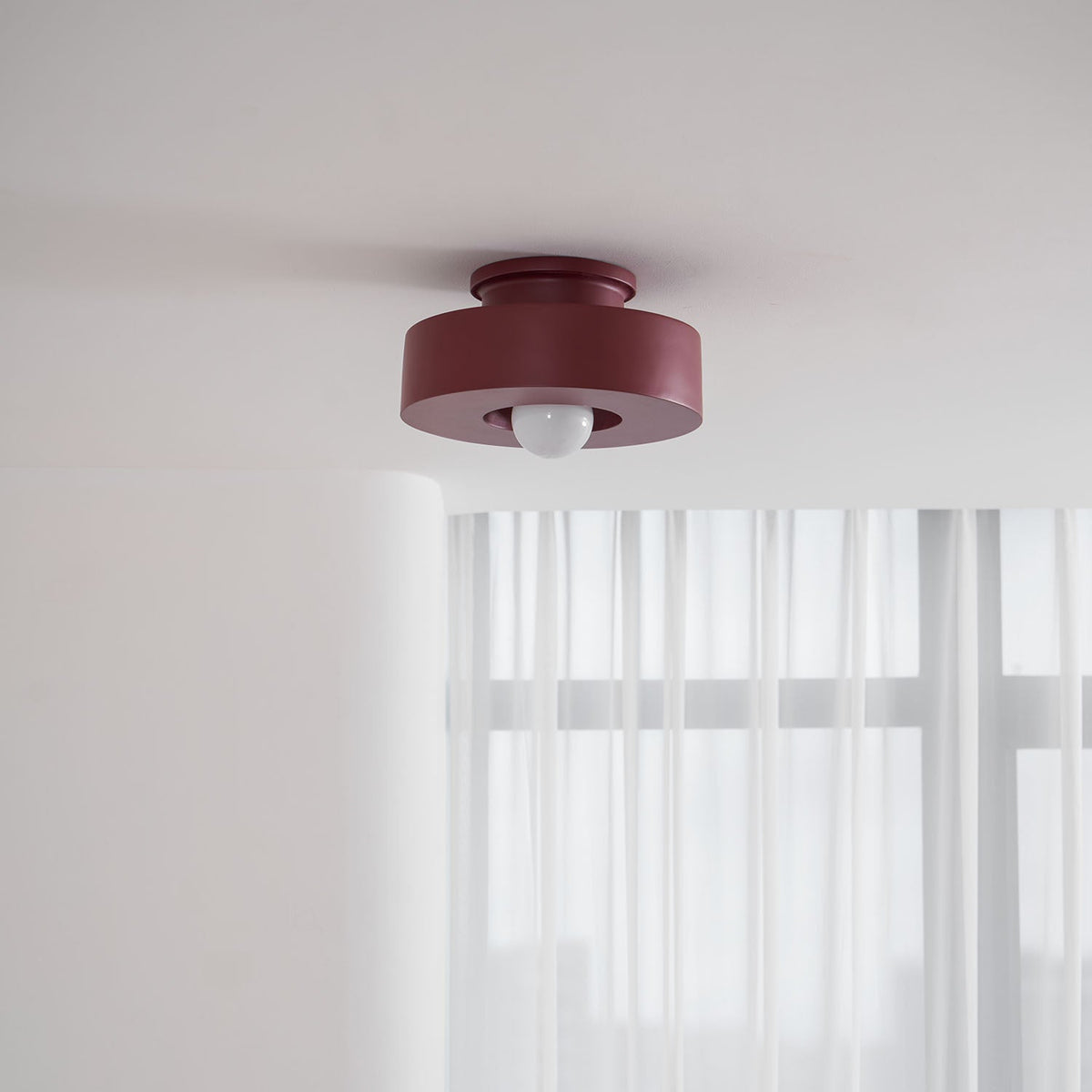 Lámpara de techo escultural de 12 pulgadas, diseño geométrico de polímero, casquillo E26 E27 para dormitorio, sala de estar y cocina en rojo, verde y negro | Thomler
