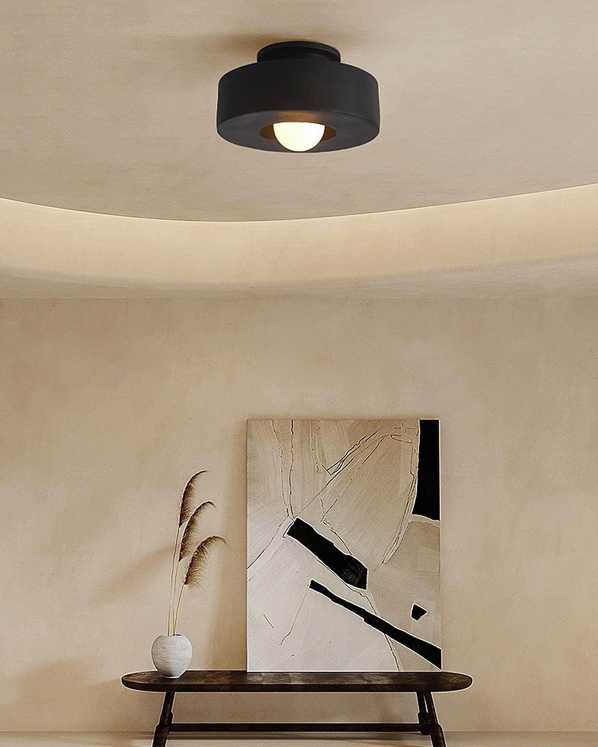 Lámpara de techo escultural de 12 pulgadas, diseño geométrico de polímero, casquillo E26 E27 para dormitorio, sala de estar y cocina en rojo, verde y negro | Thomler