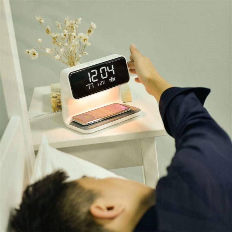 Bedside Lamp with Wireless Charging Station and Alarm Clock Display LED Nightstand Light Touch Dimmer for Bedroom Nightstand Qi Phone Charge | Thomler