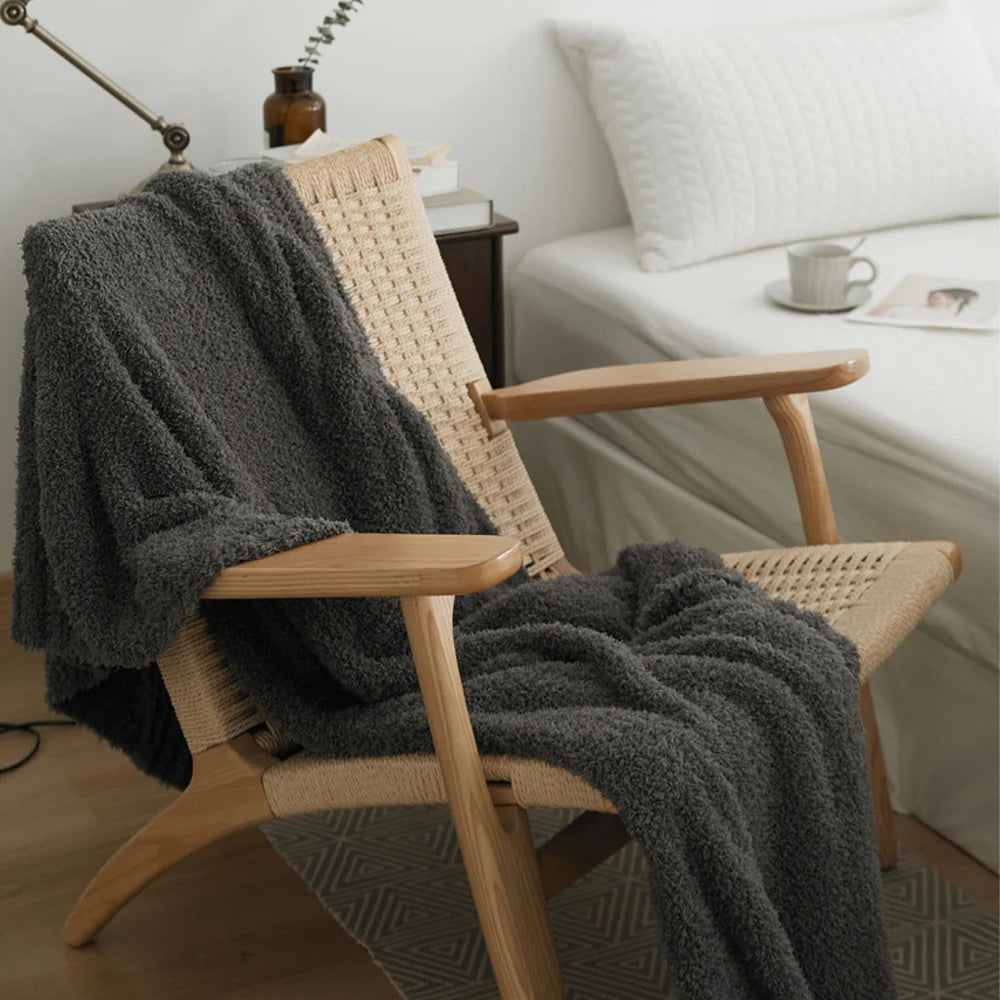 Microfiber Knit Throw Blanket – Solid Color Cozy Layer for Couch, Bed & Chair