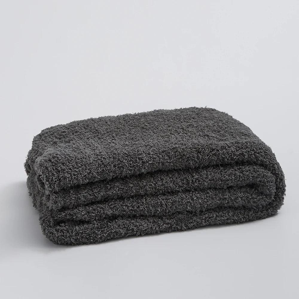 Microfiber Knit Throw Blanket – Solid Color Cozy Layer for Couch, Bed & Chair