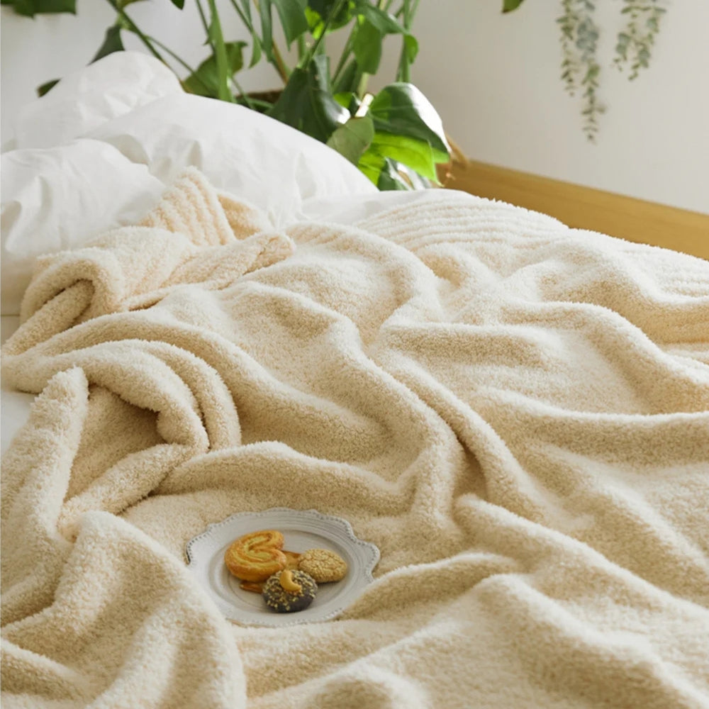 Microfiber Knit Throw Blanket – Solid Color Cozy Layer for Couch, Bed & Chair