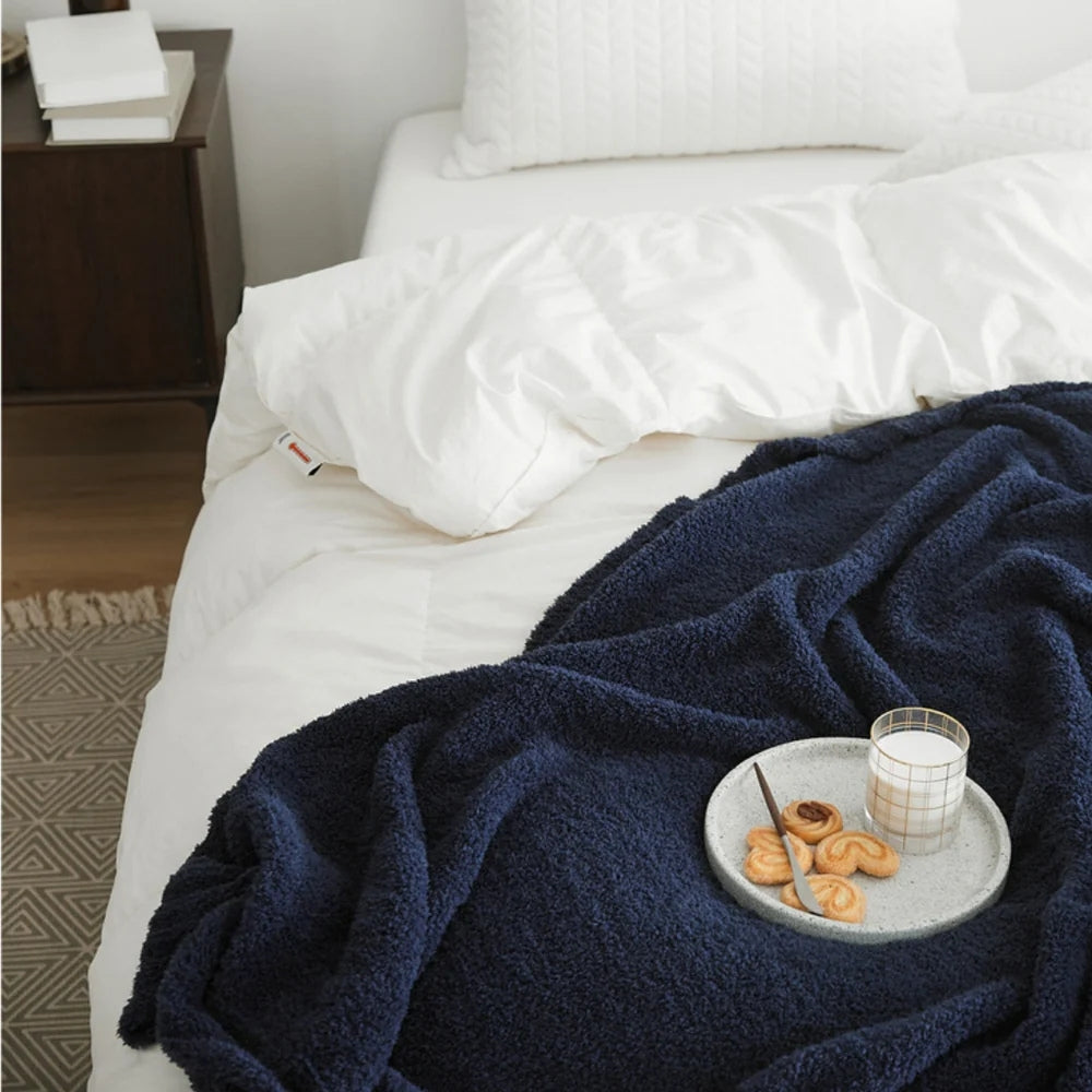 Microfiber Knit Throw Blanket – Solid Color Cozy Layer for Couch, Bed & Chair