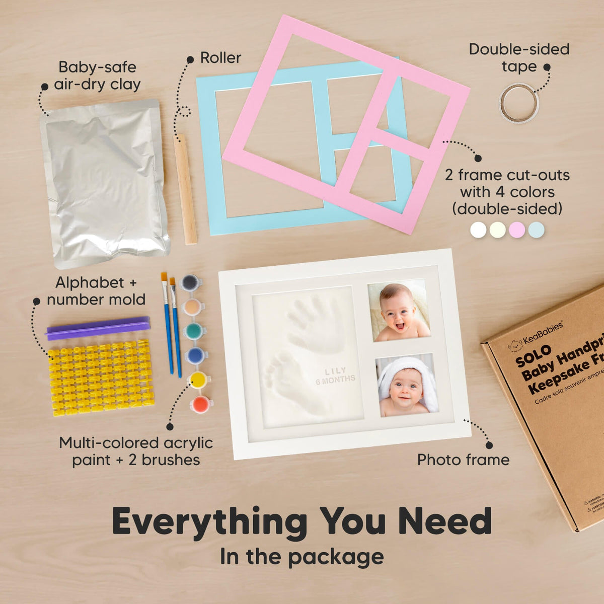 Baby Handprint & Footprint Keepsake Solo Frame