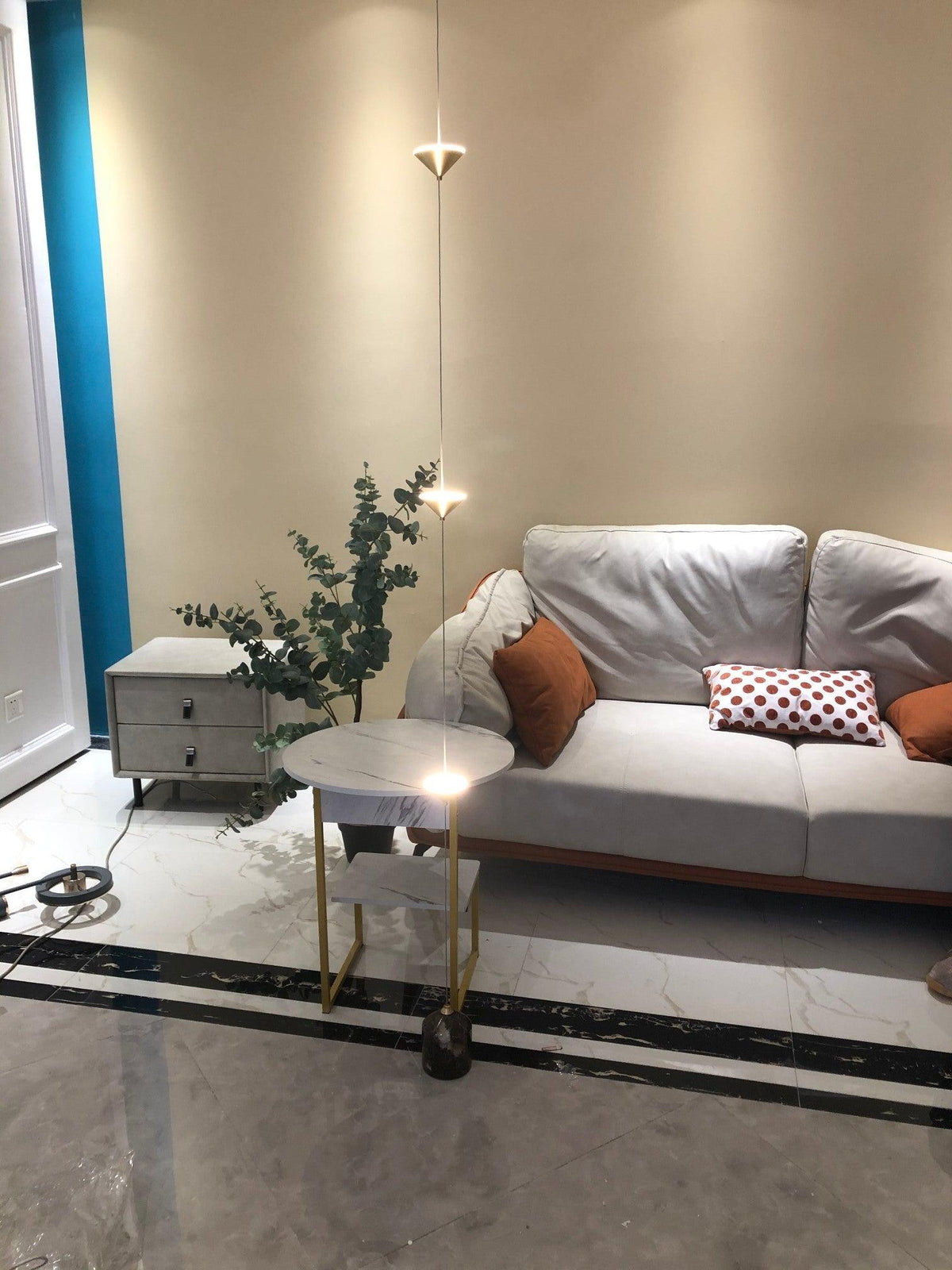 Lámpara de pie LED con contrapeso de mármol y cable de tracción ajustable para sala de estar, dormitorio, rincón de lectura, decoración moderna del hogar, iluminación ambiental y de trabajo