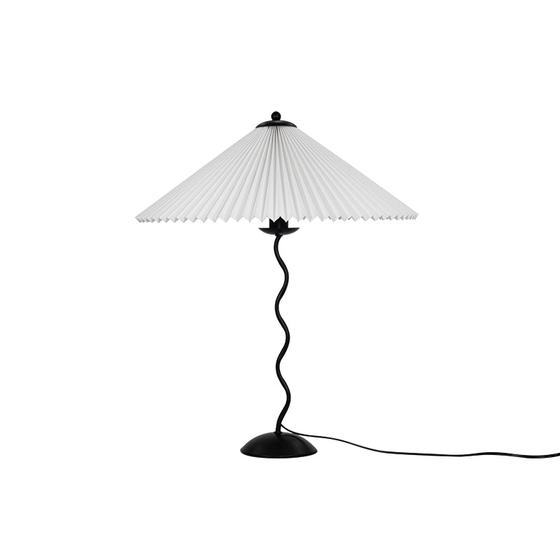 Sculptural Desk Lamp with Gathered Shade & Arc Base 17-inch Beige White Green Black Nightstand Light for Bedroom Living Room Accent | Thomler