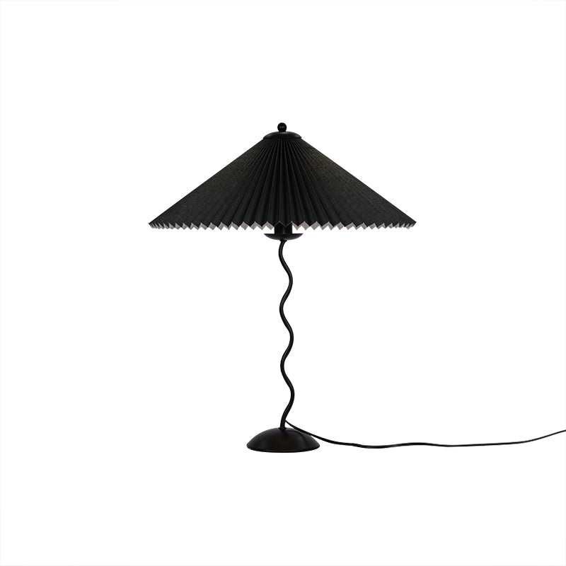 Sculptural Desk Lamp with Gathered Shade & Arc Base 17-inch Beige White Green Black Nightstand Light for Bedroom Living Room Accent | Thomler