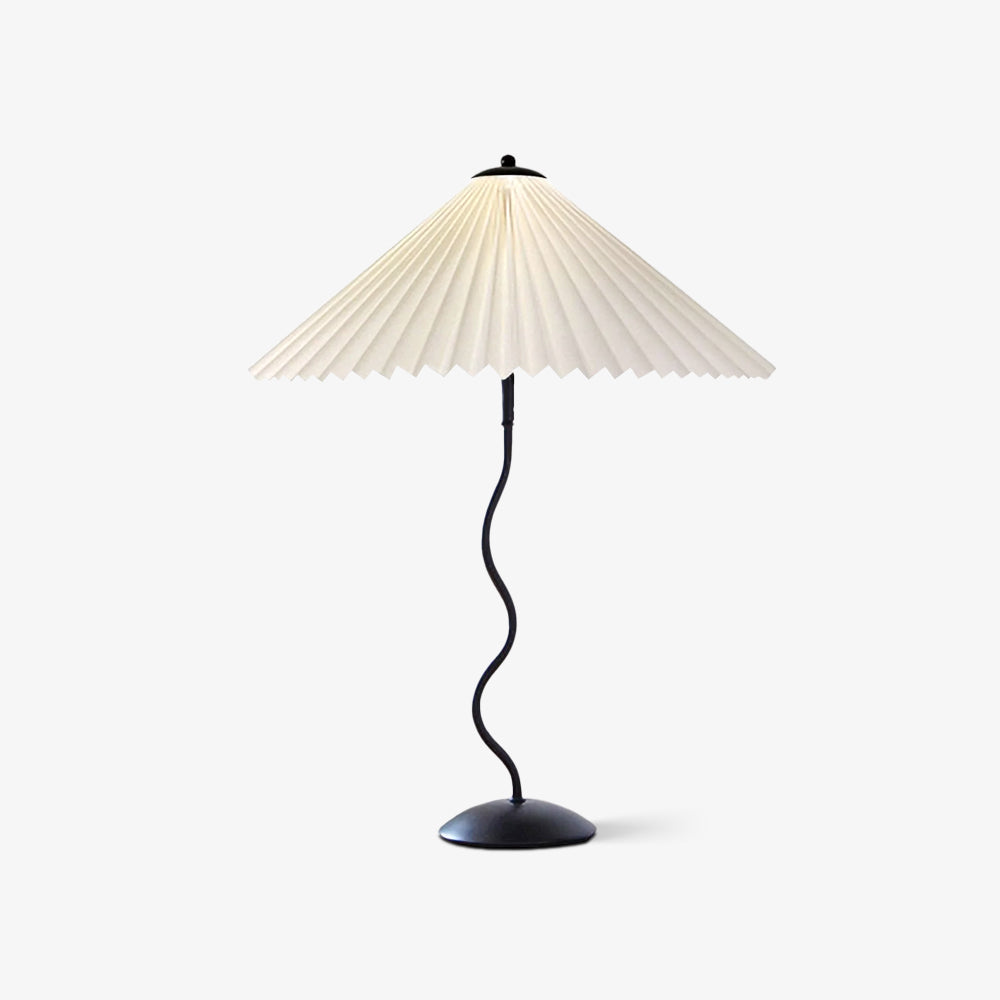 Sculptural Desk Lamp with Gathered Shade & Arc Base 17-inch Beige White Green Black Nightstand Light for Bedroom Living Room Accent | Thomler