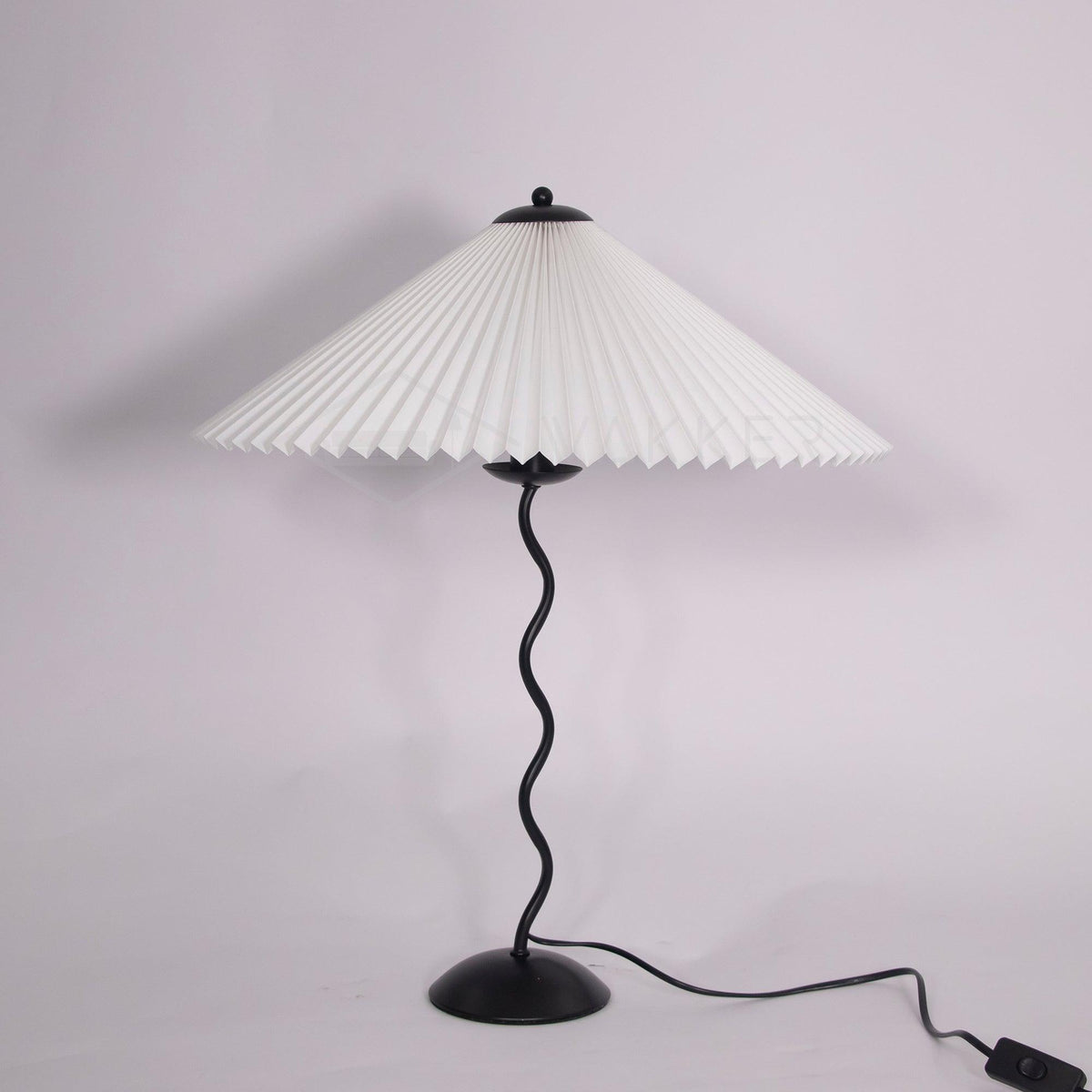 Sculptural Desk Lamp with Gathered Shade & Arc Base 17-inch Beige White Green Black Nightstand Light for Bedroom Living Room Accent | Thomler