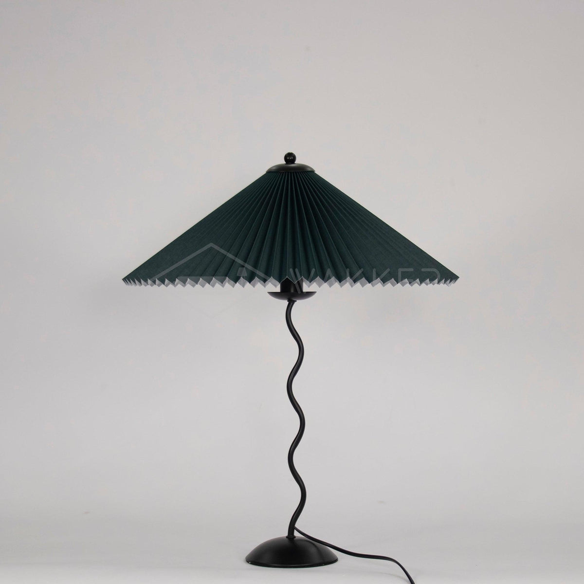 Sculptural Desk Lamp with Gathered Shade & Arc Base 17-inch Beige White Green Black Nightstand Light for Bedroom Living Room Accent | Thomler