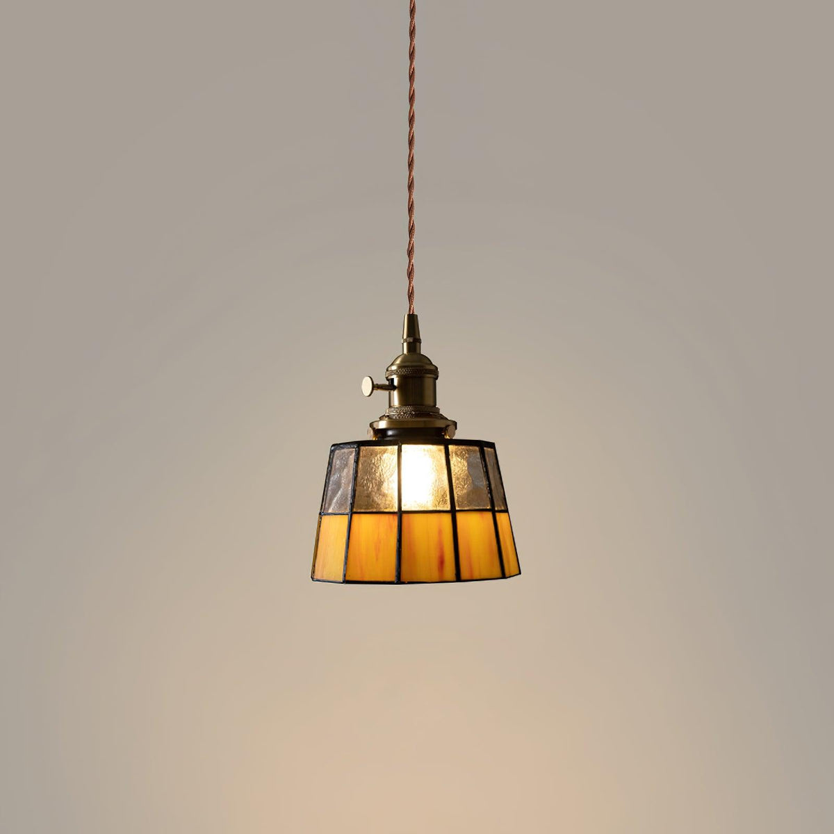 Geometric Glass Shade Hanging Light Fixture 6-Inch Brass Accents Adjustable for Counter Island Dining Table Modern Ceiling Suspended Lamp | Thomler
