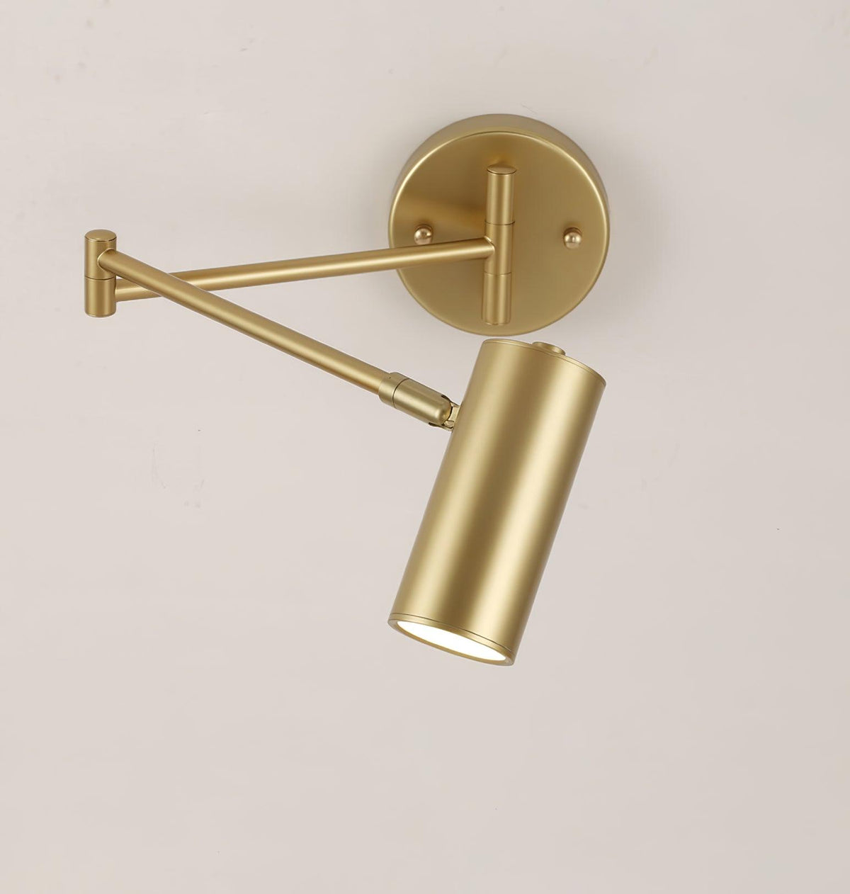 Aplique de pared LED con brazo giratorio y soporte extensible para dormitorio, pasillo, rincón de lectura e iluminación de tareas. Lámpara moderna regulable, oro y negro | Thomler