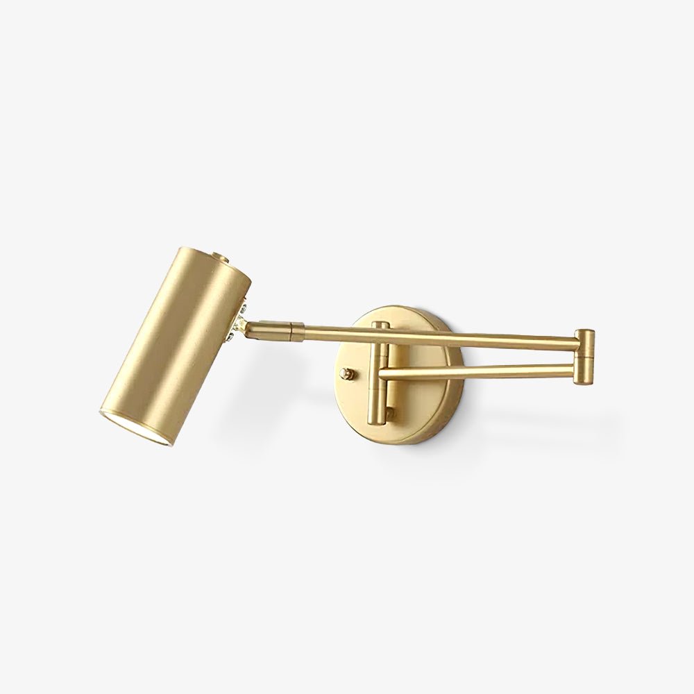 Aplique de pared LED con brazo giratorio y soporte extensible para dormitorio, pasillo, rincón de lectura e iluminación de tareas. Lámpara moderna regulable, oro y negro | Thomler