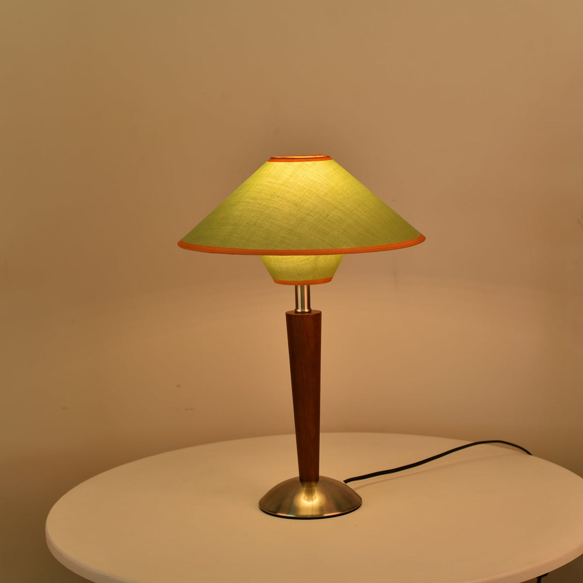 Fabric Shade Table Lamp 17 in for Nightstand & Side Table - Wood Base with E26 Socket for Bedroom Living Room Office Desk Reading Light Mini | Thomler