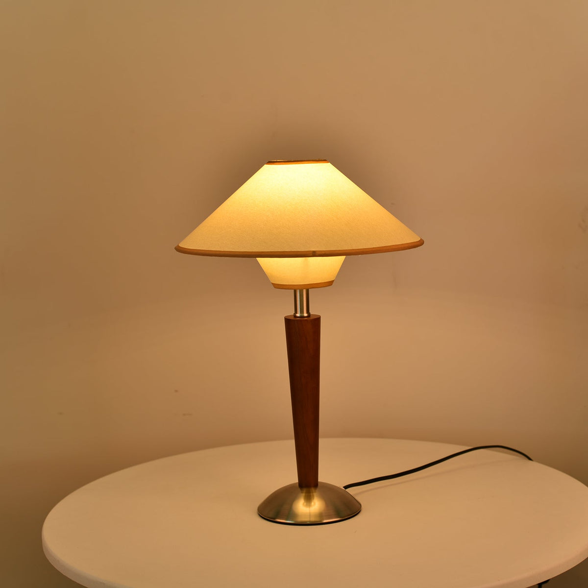 Fabric Shade Table Lamp 17 in for Nightstand & Side Table - Wood Base with E26 Socket for Bedroom Living Room Office Desk Reading Light Mini | Thomler