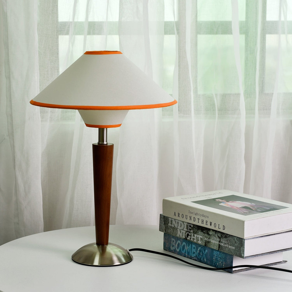 Fabric Shade Table Lamp 17 in for Nightstand & Side Table - Wood Base with E26 Socket for Bedroom Living Room Office Desk Reading Light Mini | Thomler