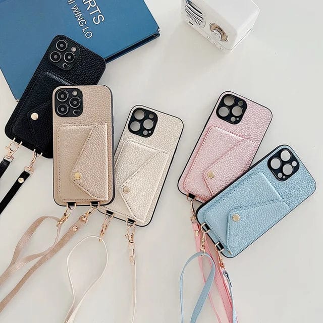 Leather Crossbody Phone Case with Detachable Strap & Card Slot for Women – Hands-Free Smartphone Wallet Holder for iPhone 12 13 14 15 Pro Ma | Thomler