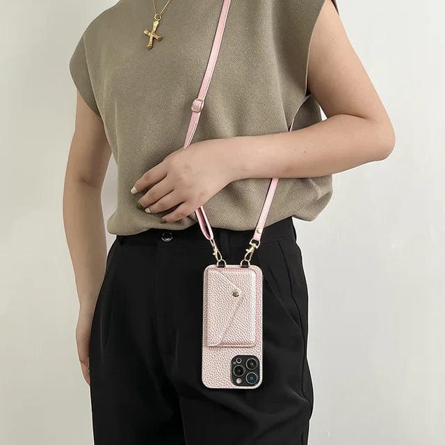 Leather Crossbody Phone Case with Detachable Strap & Card Slot for Women – Hands-Free Smartphone Wallet Holder for iPhone 12 13 14 15 Pro Ma | Thomler